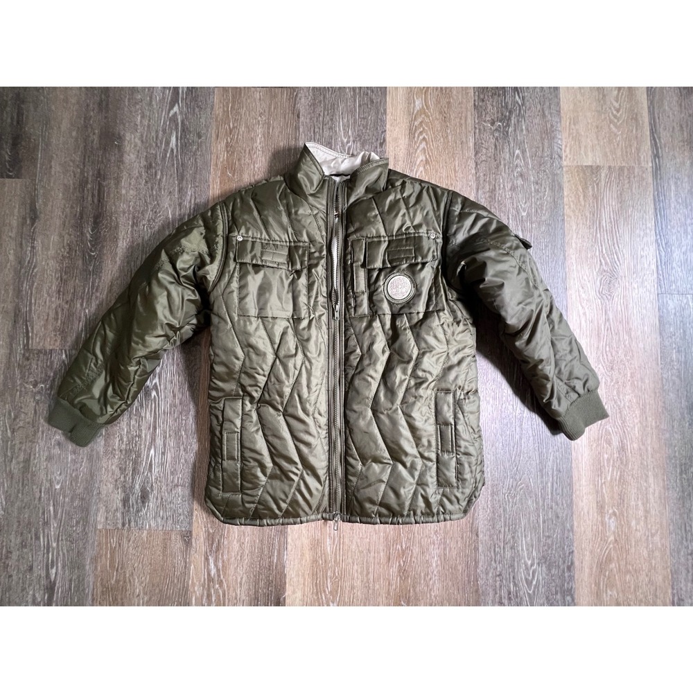 Timberland Quilted Puffer Jacket Boys Medium 12-14 Olive Green Excellent Utility
